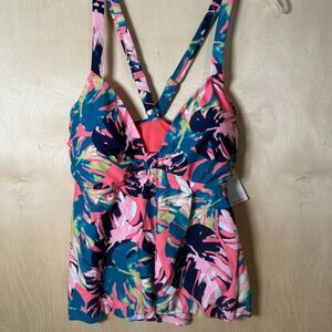 NEW Raisins Plus Curve Trendy Atlantic Printed Tankini Swim Top, US 20W